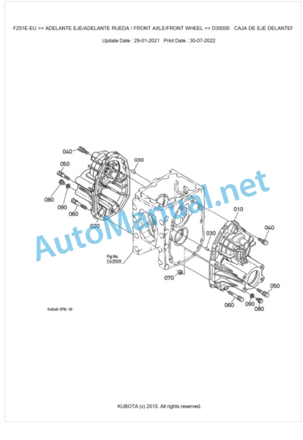 Kubota F251E-EU Parts Manual PDF BKIDA5217-4