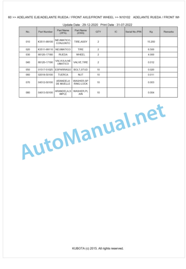 Kubota F3060 Parts Manual PDF BKIDA0230-4