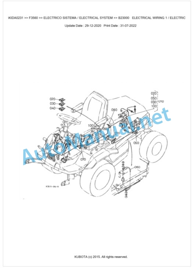 Kubota F3560 Parts Manual PDF BKIDA0231-3