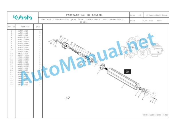 Kubota FASTBALE NA Parts Manual PDF-3