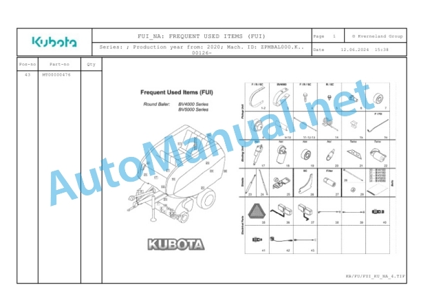 Kubota FUI_NA Parts Manual PDF-2