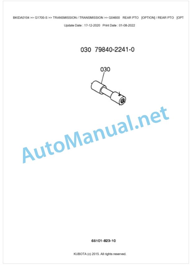 Kubota G1700-S Parts Manual PDF BKIDA0104-4