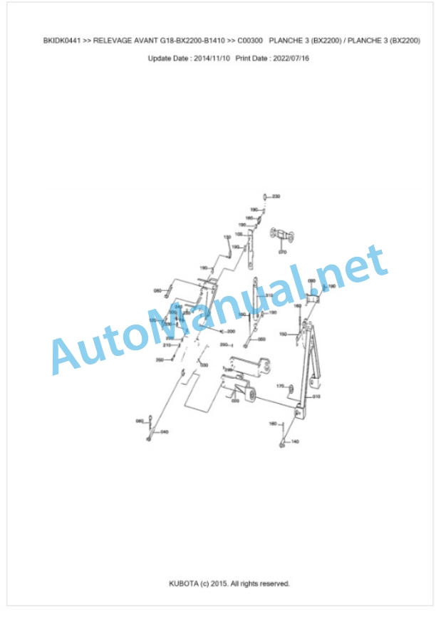 Kubota G18-BX2200-B1410 Relevage Avant Parts Manual PDF BKIDK0441-2