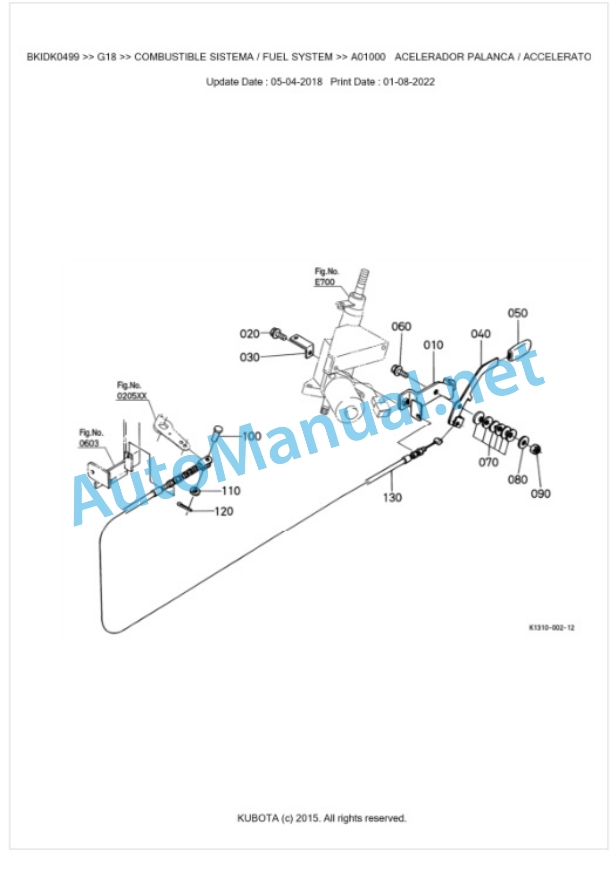 Kubota G18 Parts Manual PDF BKIDK0499-3