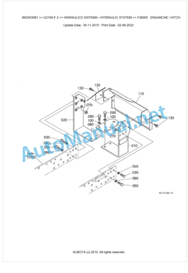 Kubota G2160-F-2 Parts Manual PDF BKIDK5061-5