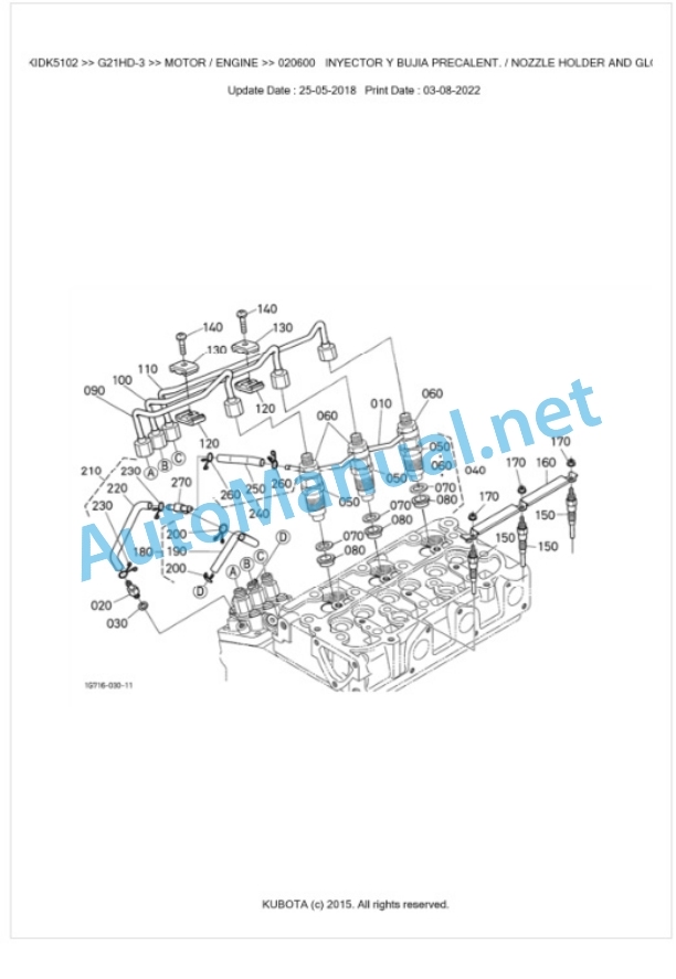 Kubota G21HD-3, G21LD-3 Parts Manual PDF BKIDK5102-2