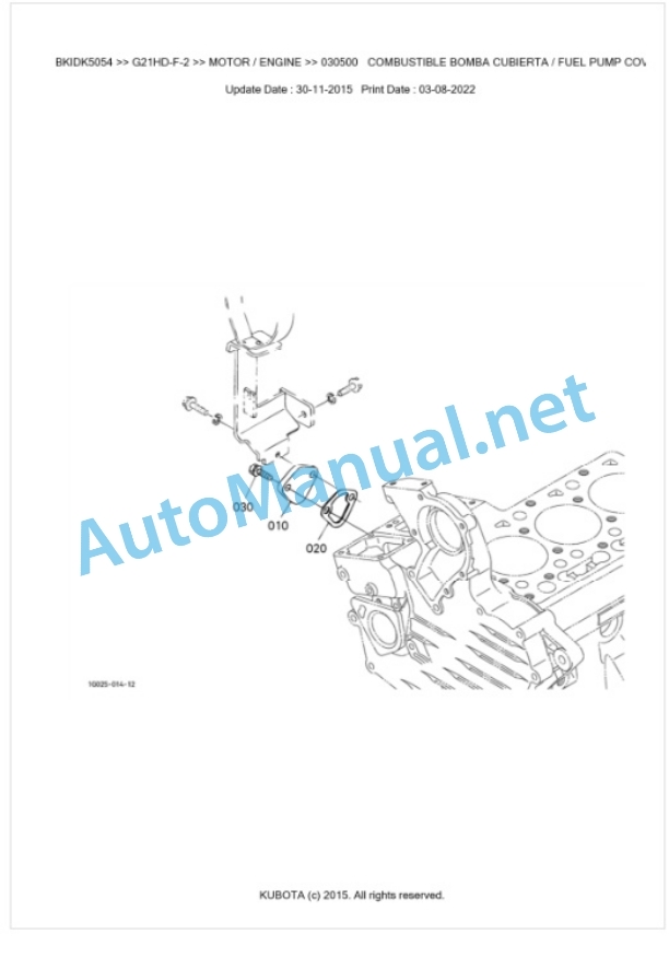 Kubota G21HD-F-2 Parts Manual PDF BKIDK5054-2