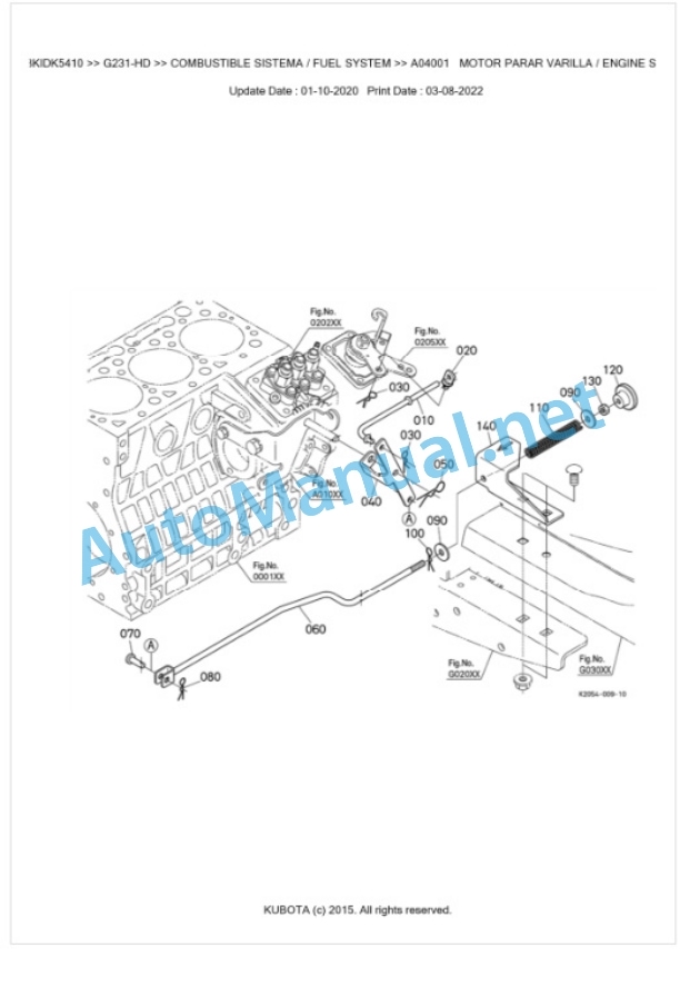 Kubota G231-HD Parts Manual PDF BKIDK5410-2