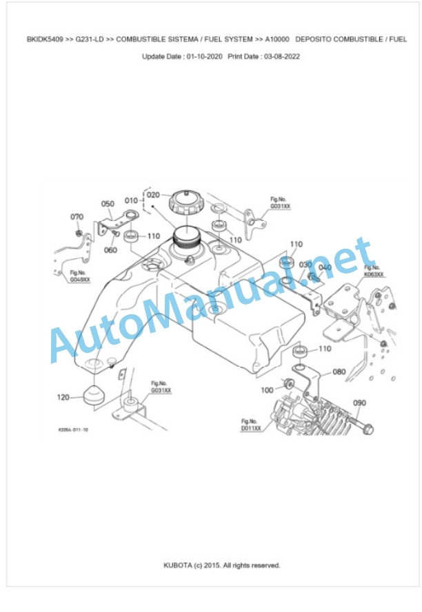 Kubota G231-LD Parts Manual PDF BKIDK5409-2