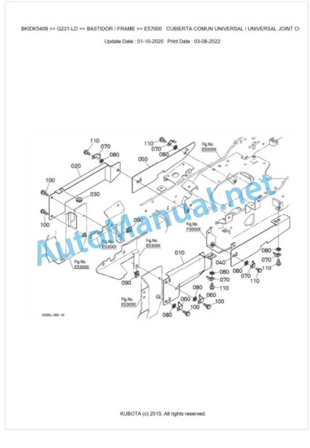 Kubota G231-LD Parts Manual PDF BKIDK5409-4