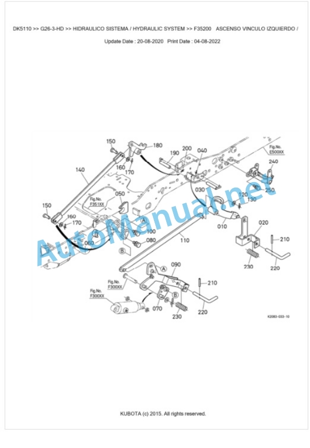 Kubota G26-3-HD Parts Manual PDF BKIDK5110-5