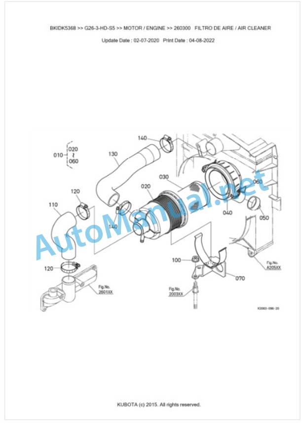 Kubota G26-3-HD-S5 Parts Manual PDF BKIDK5368-2