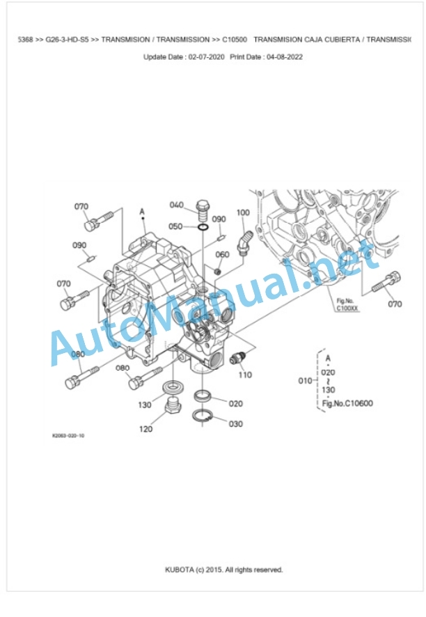 Kubota G26-3-HD-S5 Parts Manual PDF BKIDK5368-3