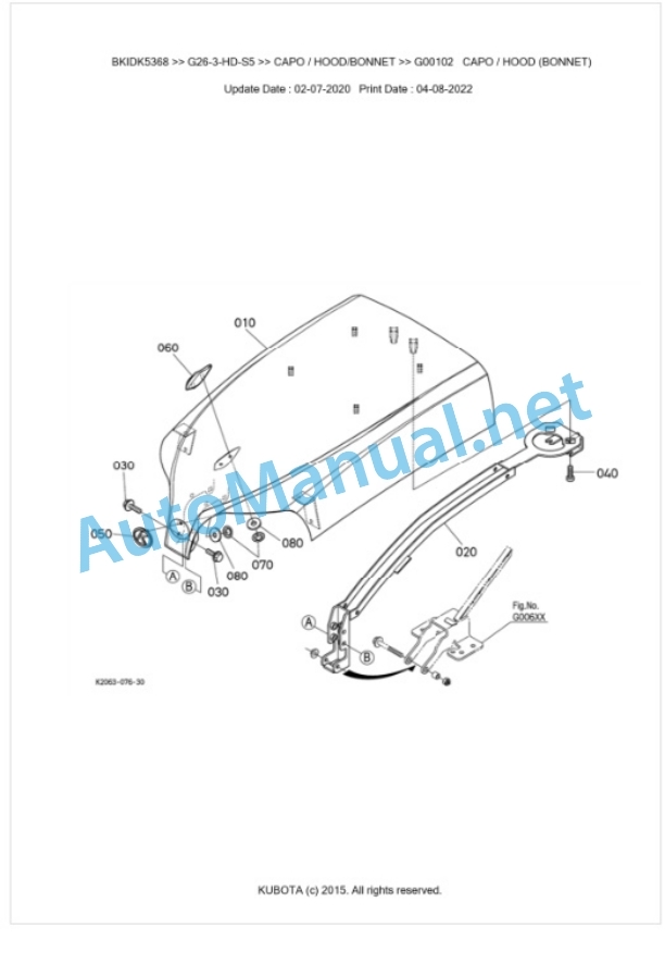 Kubota G26-3-HD-S5 Parts Manual PDF BKIDK5368-5