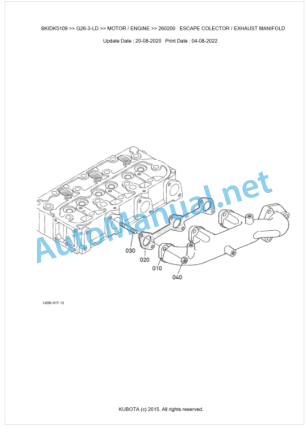 Kubota G26-3-LD Parts Manual PDF BKIDK5109-2