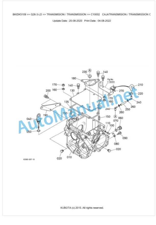 Kubota G26-3-LD Parts Manual PDF BKIDK5109-3