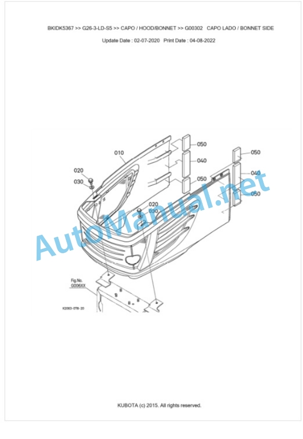 Kubota G26-3-LD-S5 Parts Manual PDF BKIDK5367-5