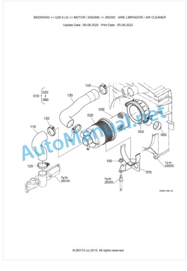 Kubota G26-II-LD Parts Manual PDF BKIDK5042-2