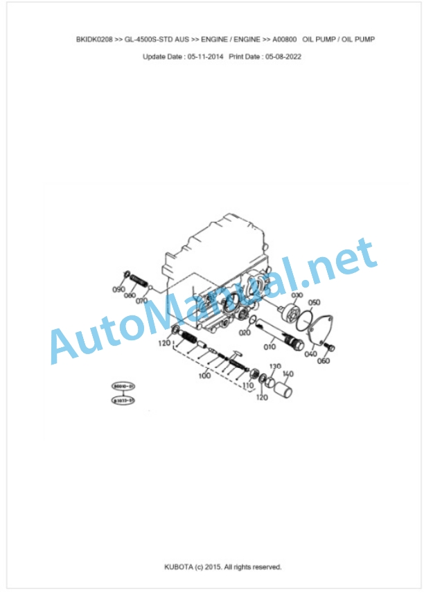 Kubota GL-4500S-STD AUS Parts Manual PDF BKIDK0208-2