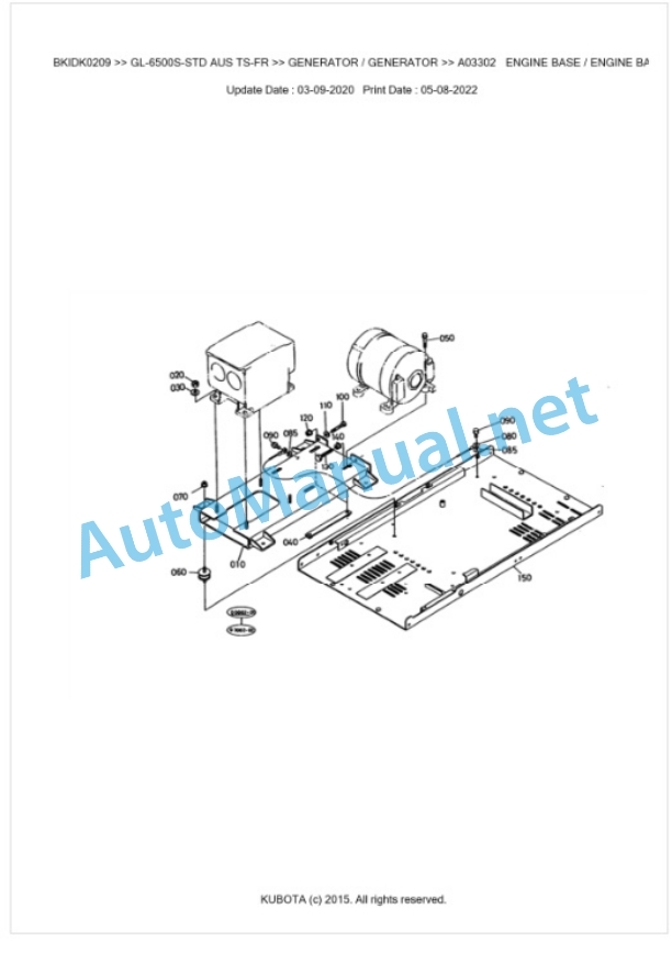 Kubota GL-6500S-STD AUS TS-FR Parts Manual PDF BKIDK0209-3