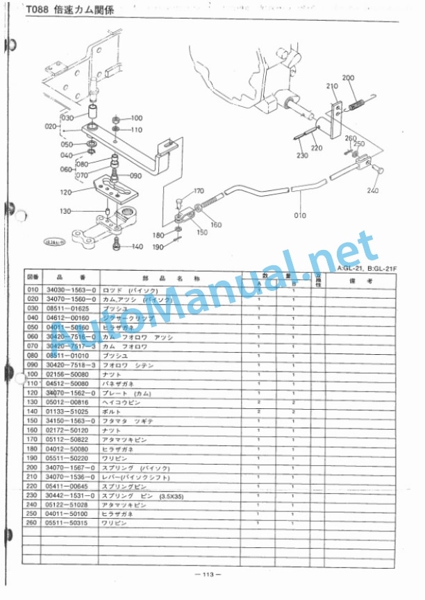 Kubota GL21, GL21F Grandel Parts Manual PDF JP-4