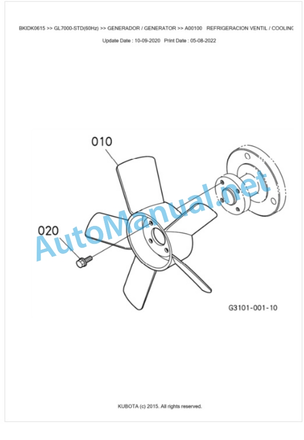 Kubota GL7000-STD(60Hz) Parts Manual PDF BKIDK0615-4