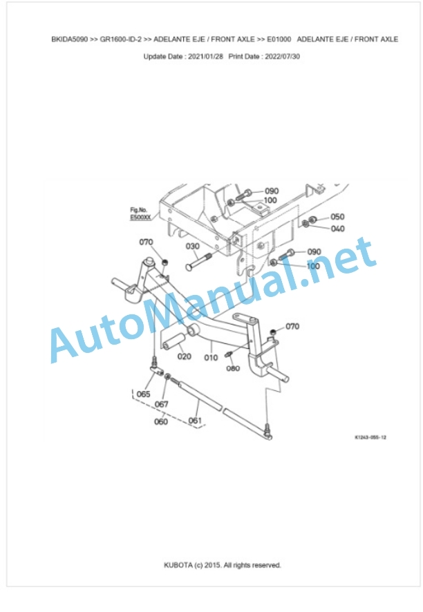 Kubota GR1600-ID-2 Parts Manual PDF BKIDA5090-5