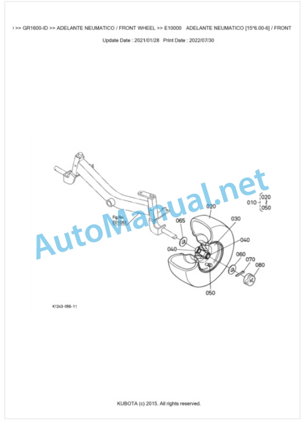 Kubota GR1600-ID Parts Manual PDF BKIDA5059-5