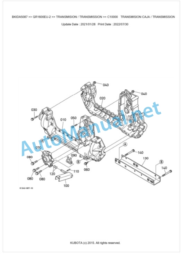 Kubota GR1600EU-2 Parts Manual PDF BKIDA5087-4