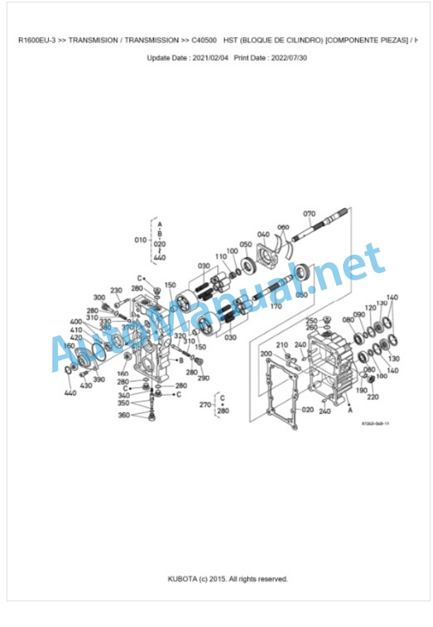 Kubota GR1600EU-3 Parts Manual PDF BKIDA5160-4