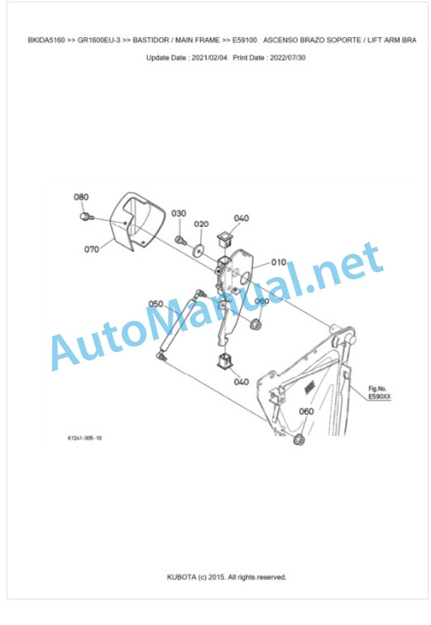 Kubota GR1600EU-3 Parts Manual PDF BKIDA5160-5