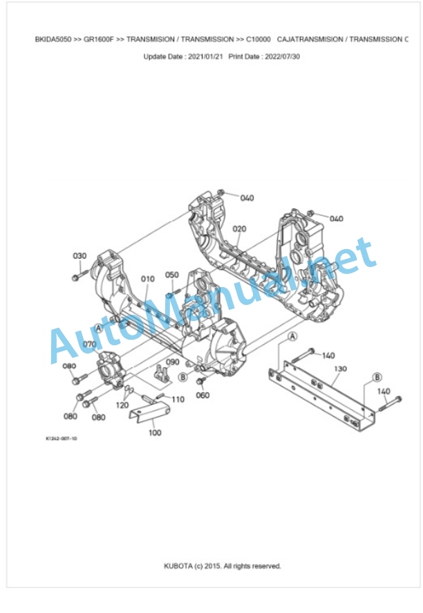 Kubota GR1600F Parts Manual PDF BKIDA5050-4