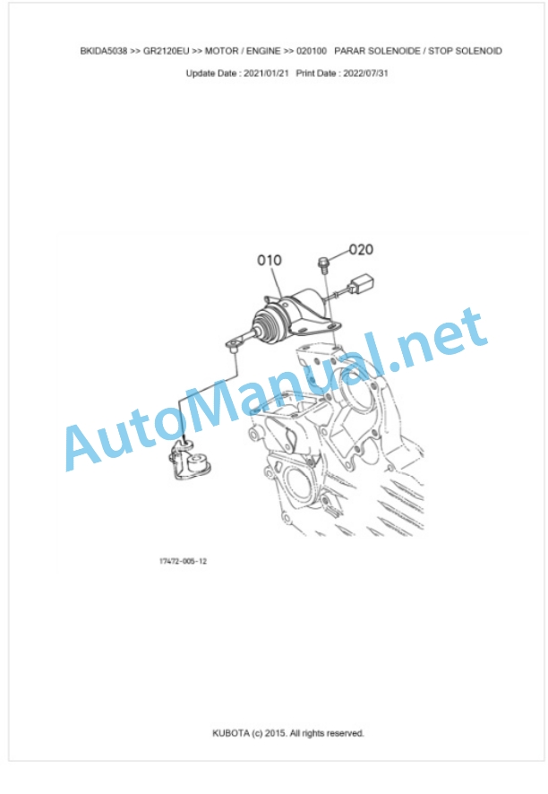 Kubota GR2120EU Parts Manual PDF BKIDA5038-2