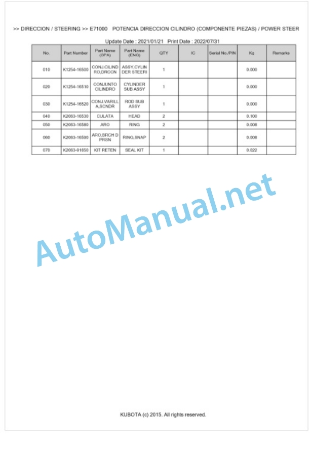 Kubota GR2120EU Parts Manual PDF BKIDA5038-5