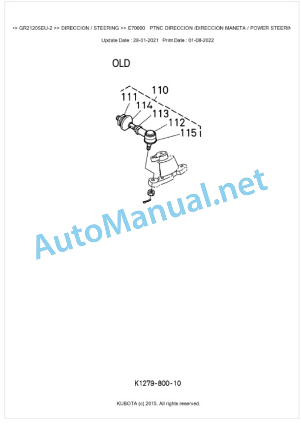 Kubota GR2120SEU-2 Parts Manual PDF BKIDA5085-5