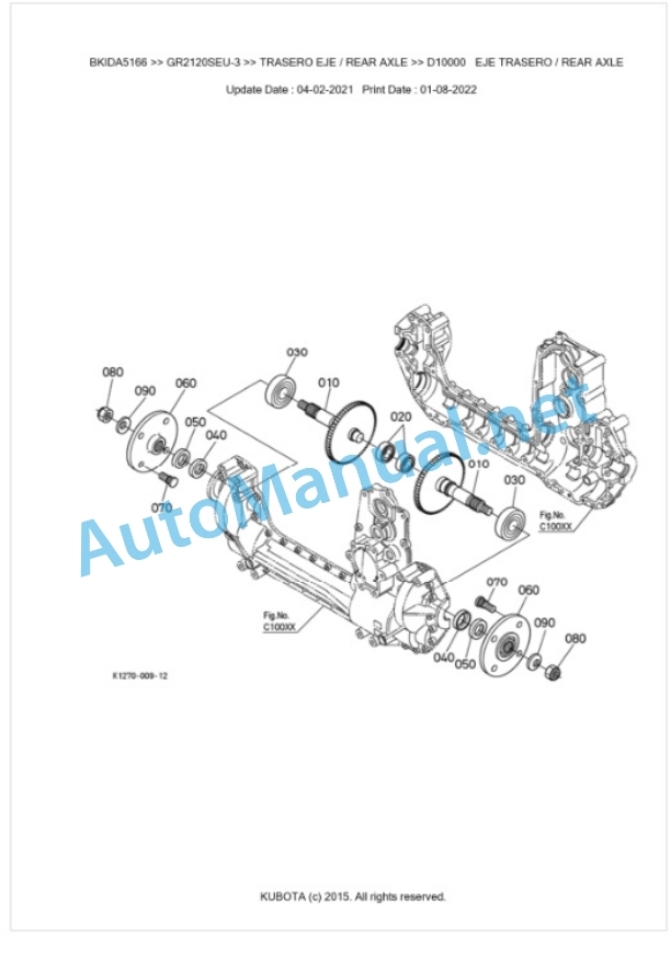 Kubota GR2120SEU-3 Parts Manual PDF BKIDA5166-4