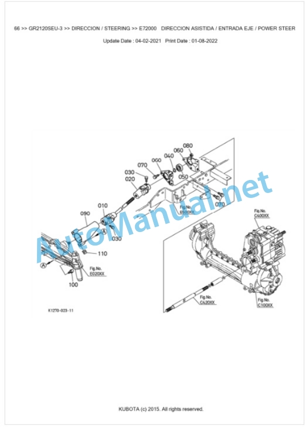 Kubota GR2120SEU-3 Parts Manual PDF BKIDA5166-5