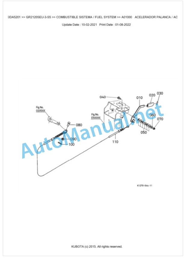 Kubota GR2120SEU-3-S5 Parts Manual PDF BKIDA5201-3