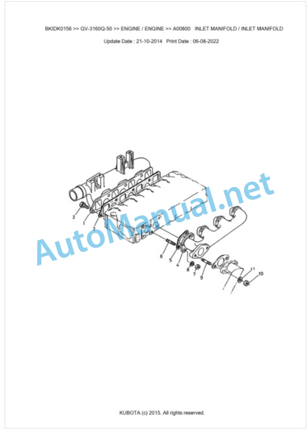 Kubota GV-3160Q-50 Parts Manual PDF BKIDK0156-2