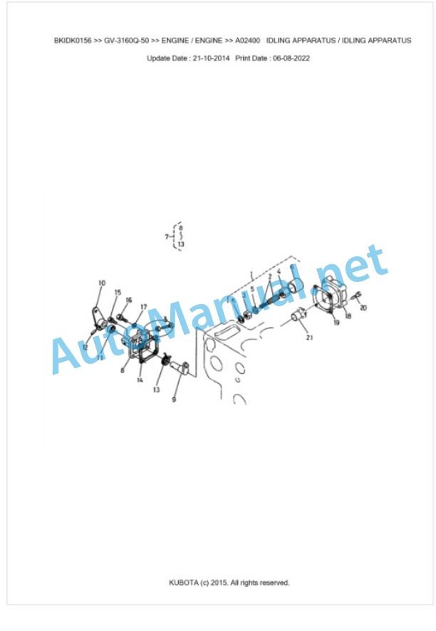 Kubota GV-3160Q-50 Parts Manual PDF BKIDK0156-4