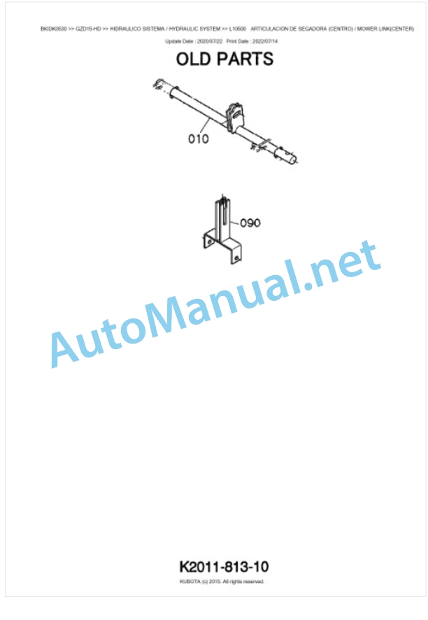 Kubota GZD15-HD, GZD15-LD Parts Manual PDF BKIDK0530-5