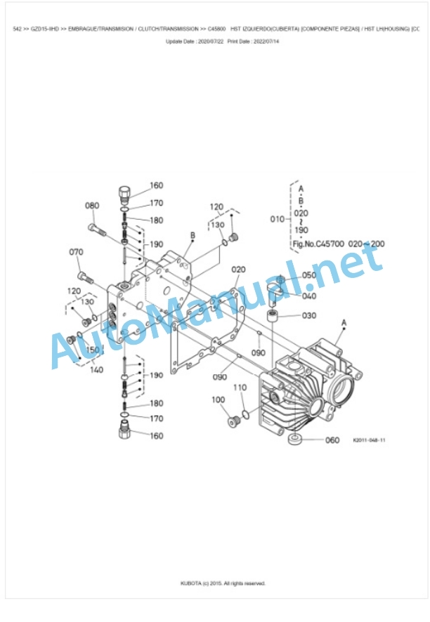 Kubota GZD15-IIHD, GZD15-IILD Parts Manual PDF BKIDK0542-4