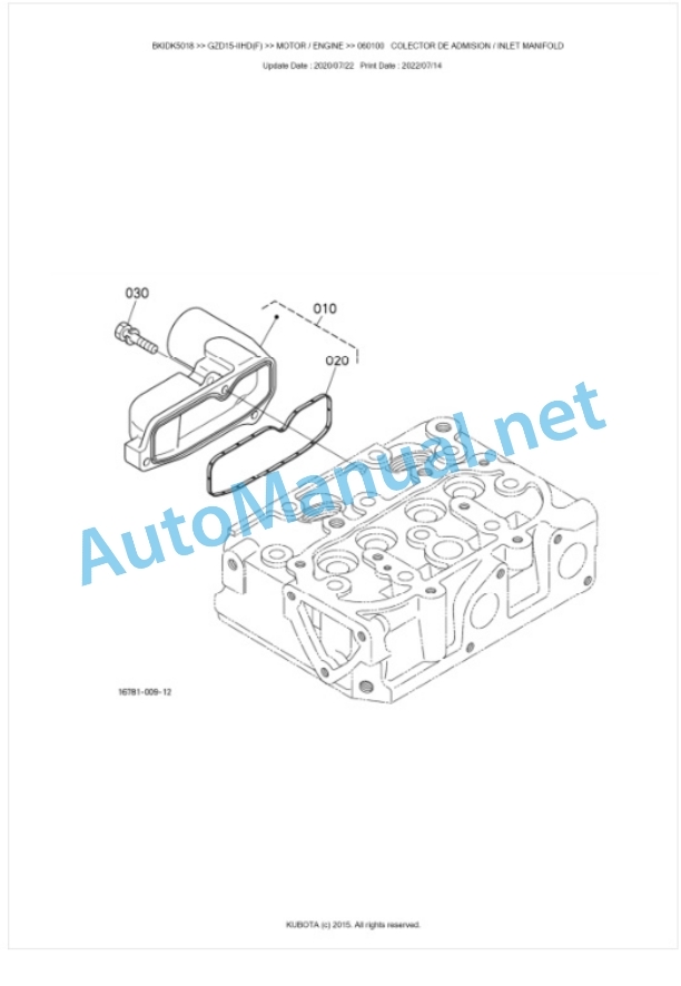 Kubota GZD15-IIHD(F) Parts Manual PDF BKIDK5018-2