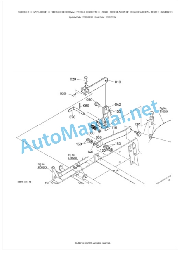 Kubota GZD15-IIHD(F) Parts Manual PDF BKIDK5018-5