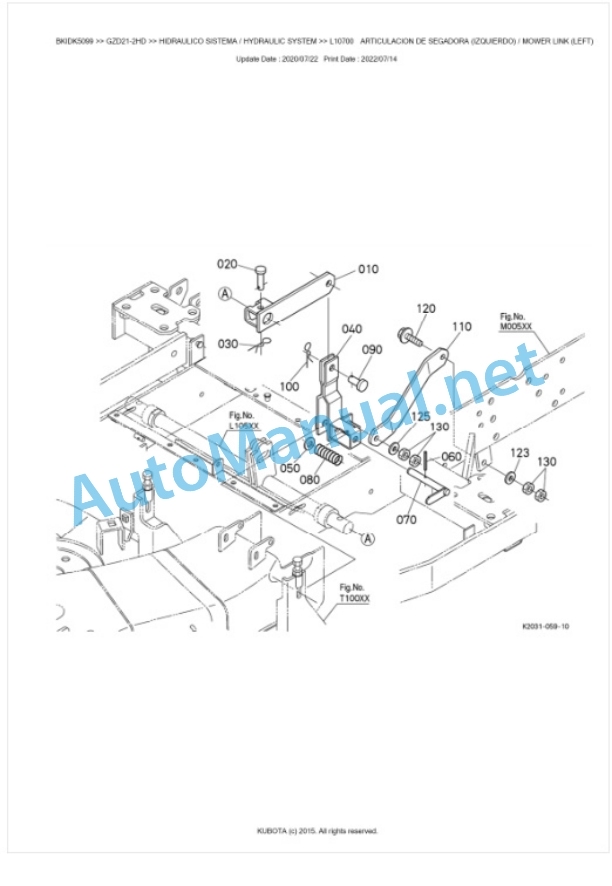 Kubota GZD21-2HD Parts Manual PDF BKIDK5099-5