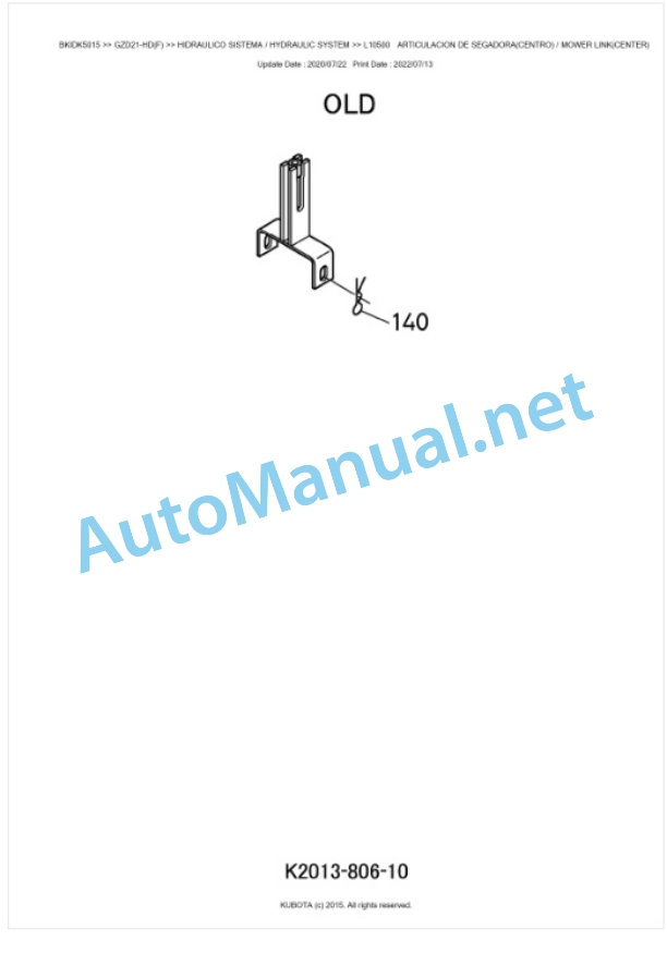 Kubota GZD21-HD(F) Parts Manual PDF BKIDK5015-5