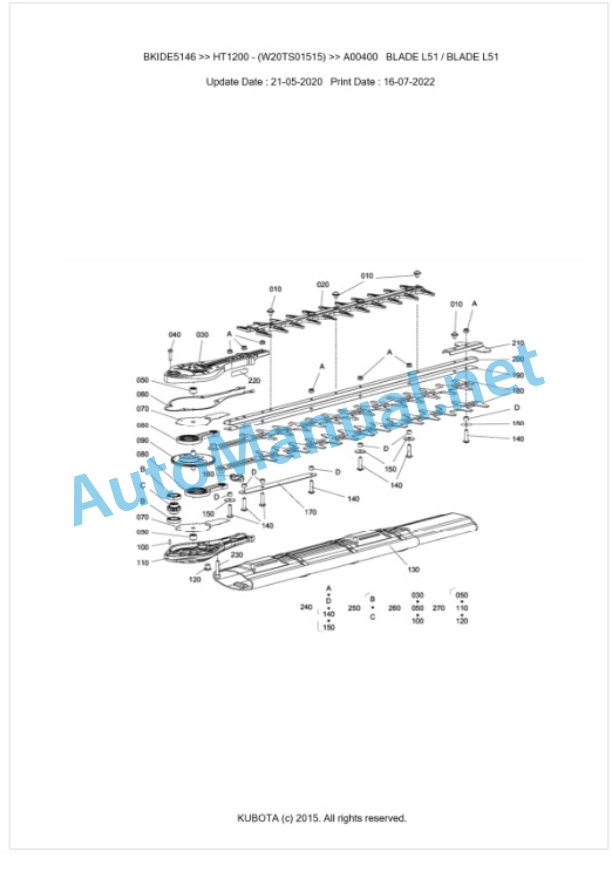 Kubota HT1200 Parts Manual PDF BKIDE5146-3