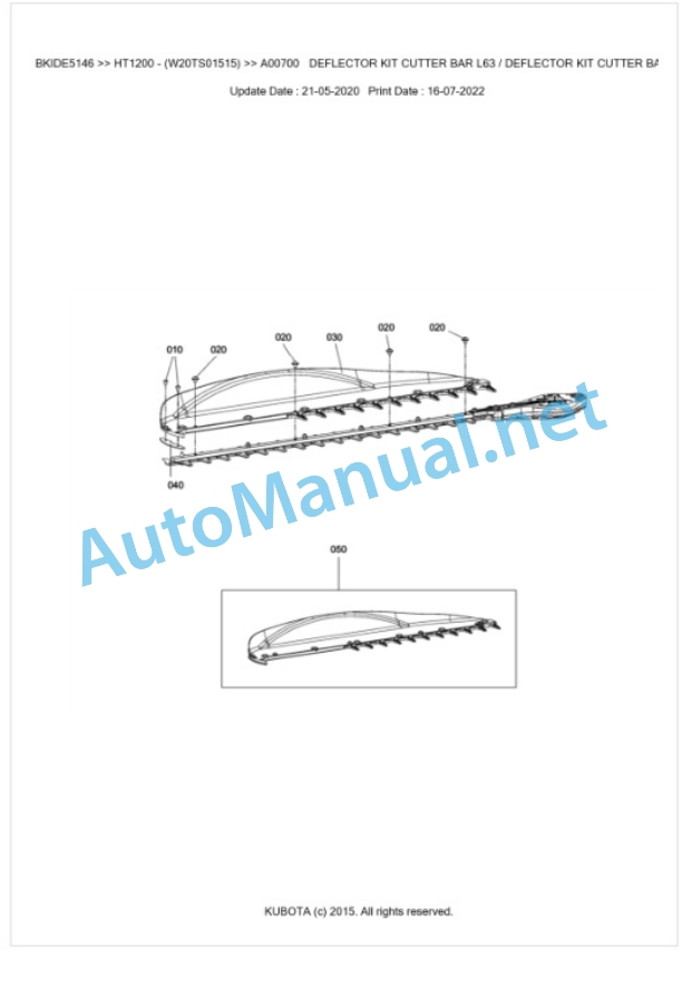 Kubota HT1200 Parts Manual PDF BKIDE5146-5