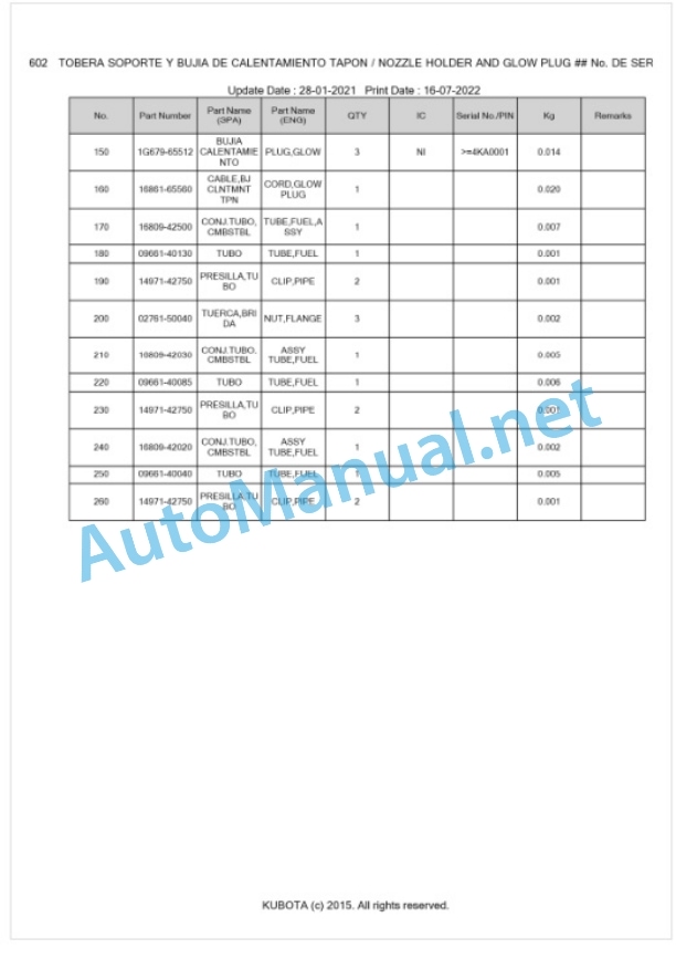 Kubota K008-3 Parts Manual PDF BKIDA0271-2