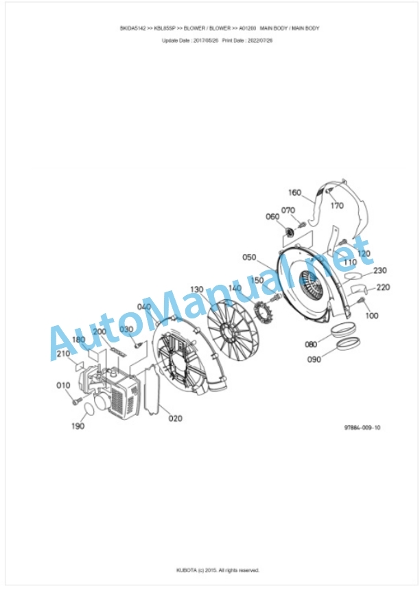 Kubota KBL85SP Parts Manual PDF BKIDA5142-5